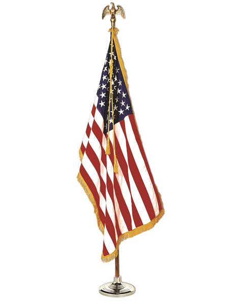 3 X 5 Ft United States Flag Fringed Flagpole Set