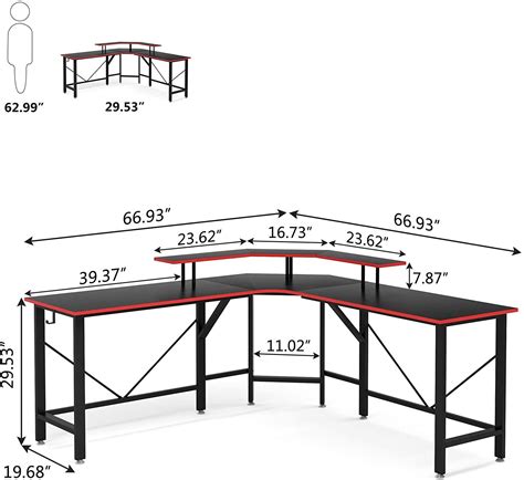Tribesigns L Shaped Gaming Desk With Monitor Stand Shelf 65 Inches Computer Coner Desk Desk