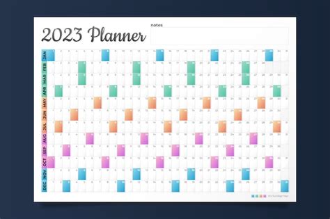Plantilla De Calendario De Planificador De Pared Anual Degradado 2023