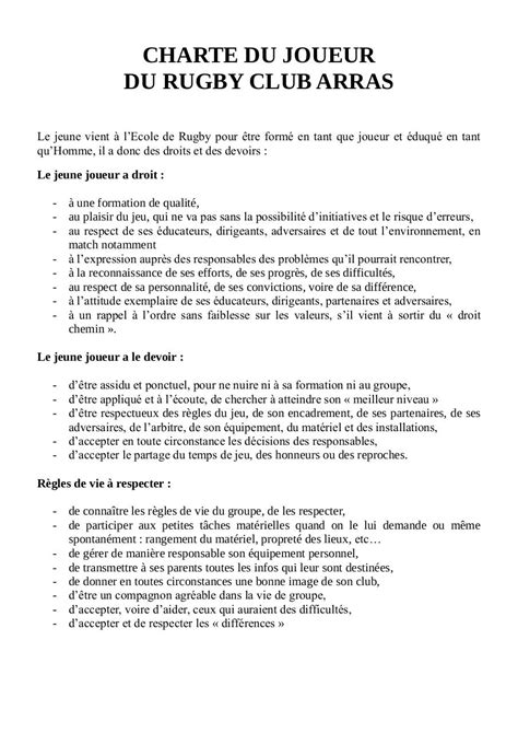 Charte Joueur Ecole De Rugby Par Fg Fichier Pdf