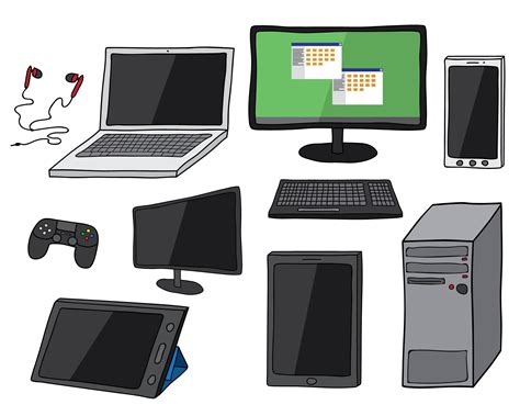 Computer and Electronic Gadget Hand Drawn Clipart Set High - Etsy UK