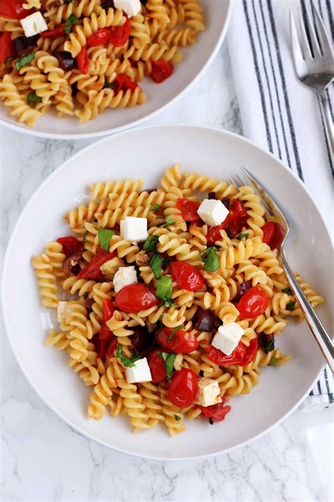 Pasta With Sautéed Cherry Tomatoes Olives And Feta Recipe Pasta