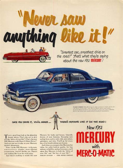 Never Saw Anything Like It Mercury Sedan And Convertible Ad 1951 L