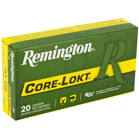 Remington Core Lokt Pointed Soft Point 243 Win 100gr Pspcl 20rdbx