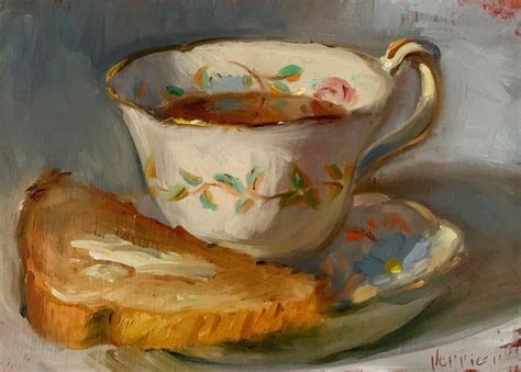 Tea And Toast Noah Verrier Original Still Life Oil Painting Signed Fine