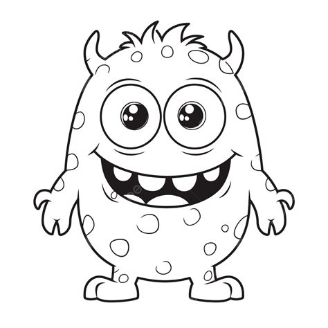 Cute Monster Coloring Pages For Kids A Black And White Outline Sketch