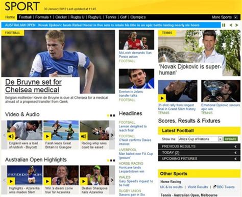 Football, hockey, tennis, basketball and other sports! BBC Sport website is redesigned | Design Week