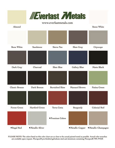 Hixwood Metal Color Chart
