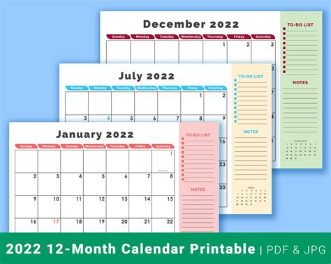 12 Month Calendar 2022 Printable Download 2022 Printable Calendars