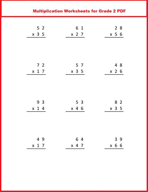 5 Printable Multiplication Worksheets For Grade 2 In Pdf