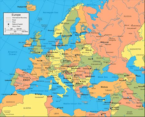 Large Detailed Political Map Of Europe With All Capitals Map Of