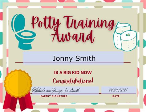 Potty Training Award Certificate Etsy Uk