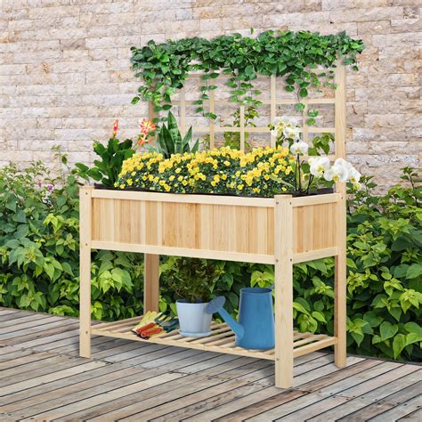 Outsunny 4575x 2175 X 6425 Wooden Planter Raised Elevated