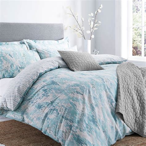 Waves Teal Bed Linen Collection Dunelm