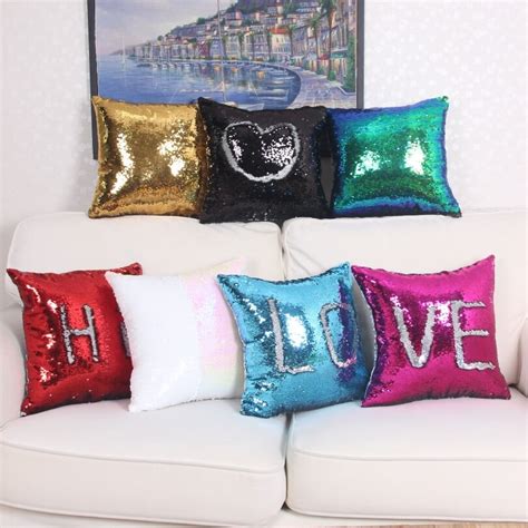 Magical Color Changing Throw Cushion Cover Reversible Sequin Mermaid