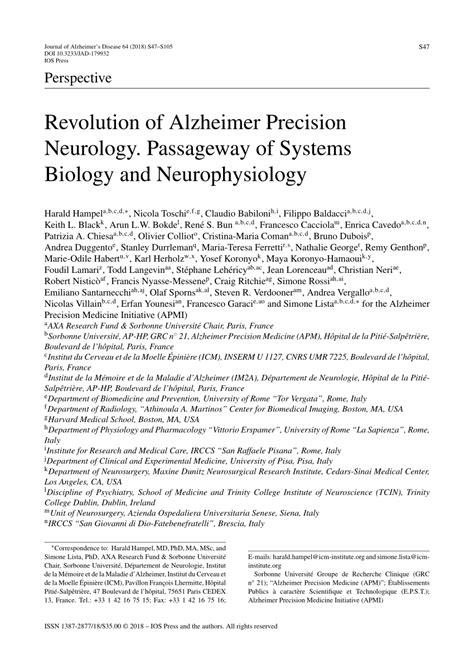 Pdf Revolution Of Alzheimer Precision Neurology Passageway Of Systems