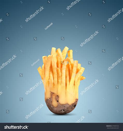 Potato Tuber Transformed Into Fried Potatoes Stock Photo 374454142
