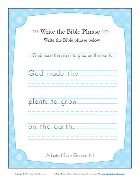 Genesis 111 Write The Bible Phrase Worksheet Childrens Bible
