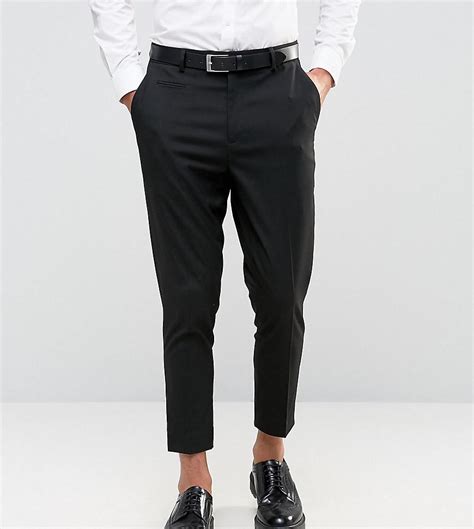 Lyst Asos Tapered Cropped Trousers In Black In Black For Men