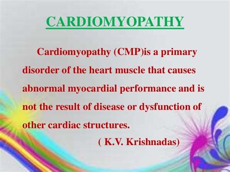 Nursing Management Of A Patient With Cardiomyopathy