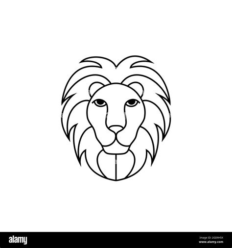 Simple Lion Head Line Drawing