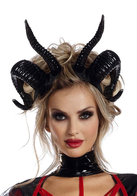 Demon Horns Cosplay Headband Black Horns Headpiece Gothic Crown Agh