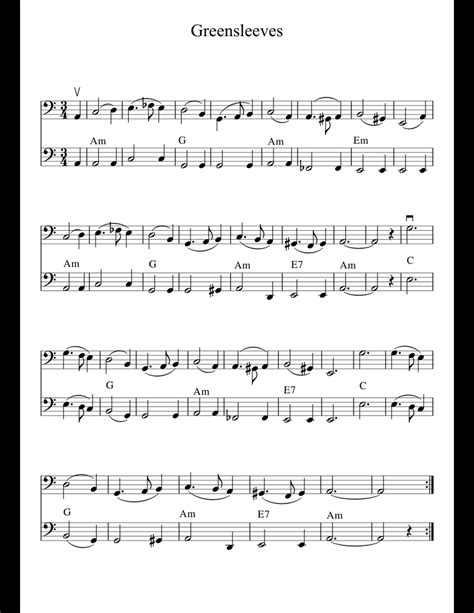 Greensleeves easy piano version sheet music notes by. Greensleeves sheet music for Cello download free in PDF or MIDI