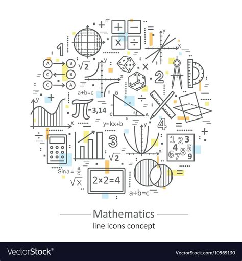 Modern Color Thin Line Concept Of Mathematics Vector Image