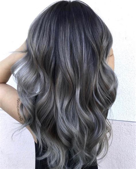 Hair dye dark brown splat hair dye jet black. Ash grey balayage. | Grey hair dye, Charcoal hair ...