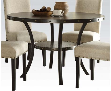 Mahogany Finish Modern Dinette Set With Beveled Round Glass Top