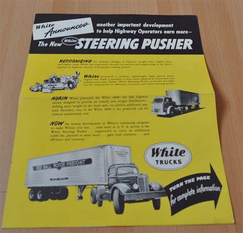White Truck Steering Pusher Red Ball Motor Freight Brochure Prospekt