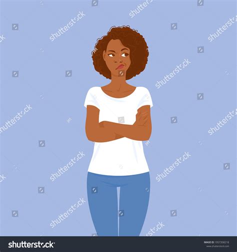 Emotions Brooding Young Black Woman Casual Stock Vector Royalty Free