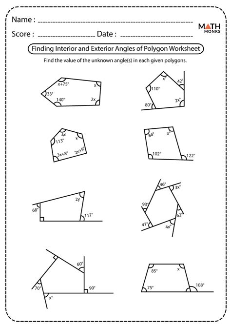 Angles Of Polygons Worksheet Answers