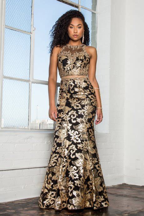 2 Piece Black And Gold Prom Dress Natalie