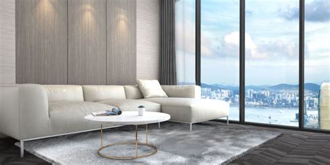 Modern Simple Grey Clean Living Room Apartment 3d