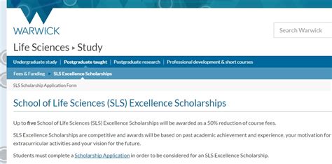 University Of Warwick School Of Life Sciences Excellence Scholarships