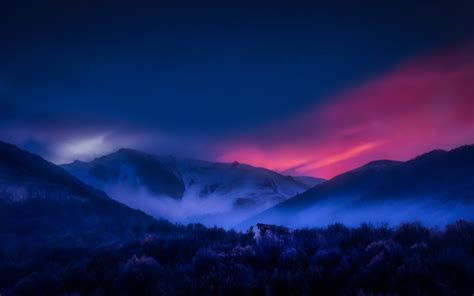 Nature Landscape Armenia Mountain Sunset Forest Mist