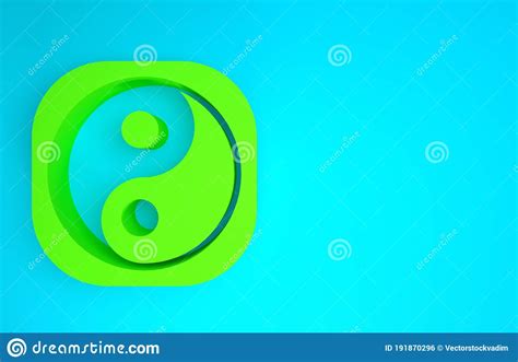 Green Yin Yang Symbol Of Harmony And Balance Icon Isolated On Blue