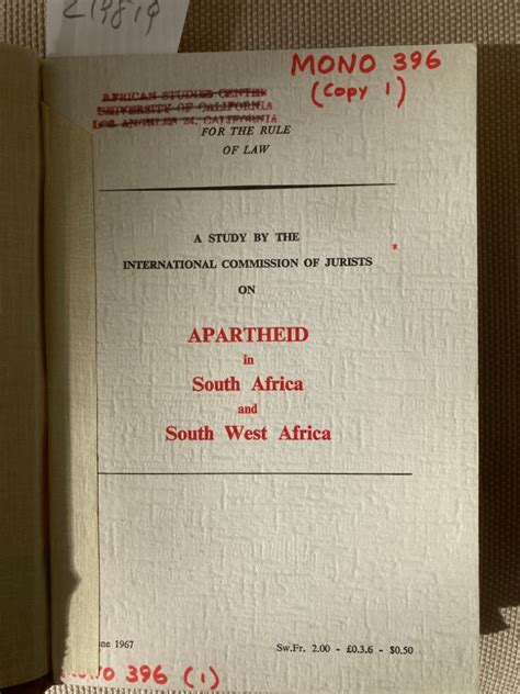 Apartheid In South Africa And South West Africa By International
