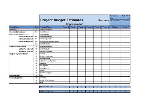 Project Cost Planner Excel Template Project Cost Estimate Project