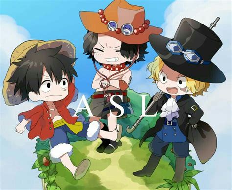 Ace Sabo Luffy Brothers Cute Chibi Text Asl One Piece Ace