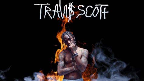 Travis Scott Is Standing In Fire Black Background Hd Travis Scott