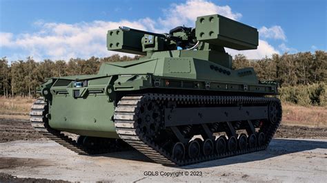 Gdls Showcases Short Range Air Defense Payload On Tracked Robot 10 Ton