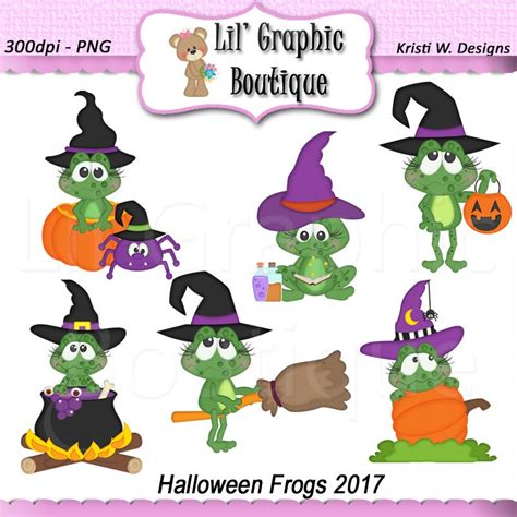 Halloween Frogs 2017 Digital Clip Art Set Graphics Kristi W