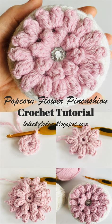 Popcorn Flower Pincushion Free Crochet Pattern Crochet Flower