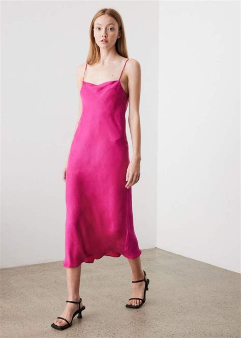 Slip Midi Dress Pink Midi Dress Fashion Dresses
