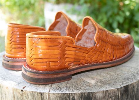 Mens Leather Shoe Huarache Slip On Hand Made Mexican Sandals Etsy