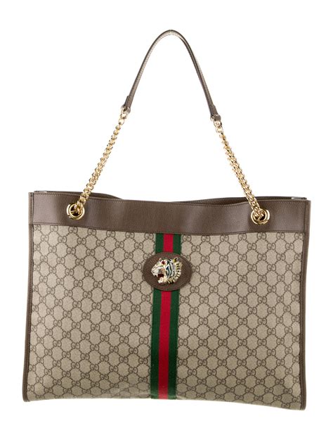 Gucci Large Rajah Gg Canvas Chain Tote Grey Totes Handbags