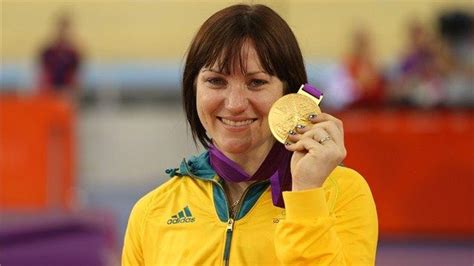 Gold Medallist Anna Meares Of Australia Celebrates During The Victory Ceremony For The Womens