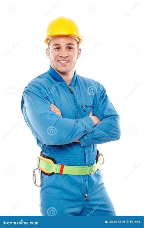 Young Handsome Worker With Arms Folded Stock Image Image Of Cheerful